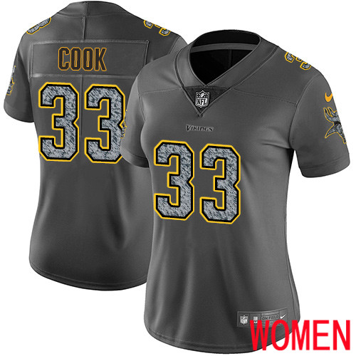 Minnesota Vikings #33 Limited Dalvin Cook Gray Static Nike NFL Women Jersey Vapor Untouchable->women nfl jersey->Women Jersey
